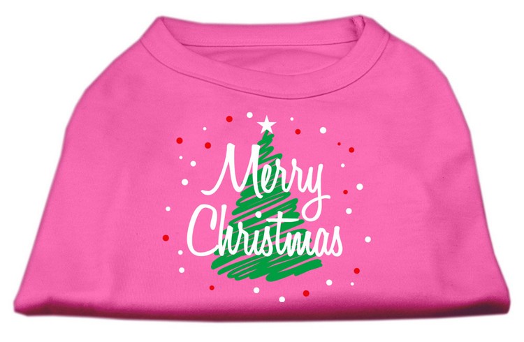 Scribbled Merry Christmas Screenprint Shirts Bright Pink XS