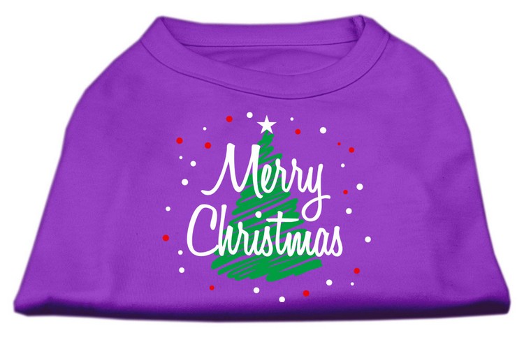 Scribbled Merry Christmas Screenprint Shirts Purple XXL