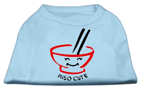 Miso Cute Screen Print Shirts Baby Blue XS