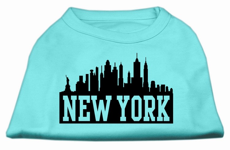 New York Skyline Screen Print Shirt Aqua XXL