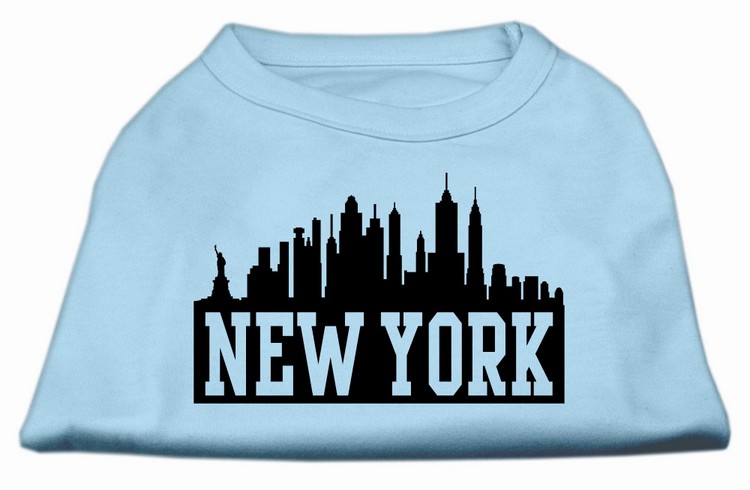 New York Skyline Screen Print Shirt Baby Blue XS