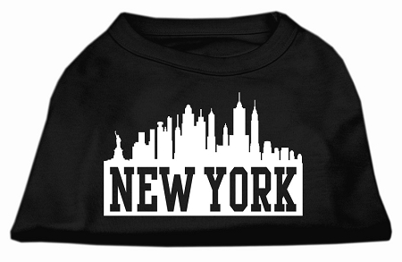 New York Skyline Screen Print Shirt Black Lg