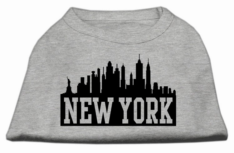 New York Skyline Screen Print Shirt Grey Lg