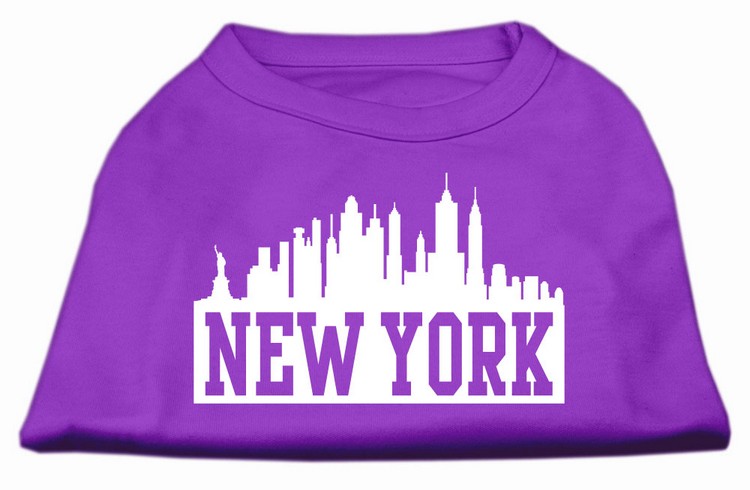 New York Skyline Screen Print Shirt Purple XL