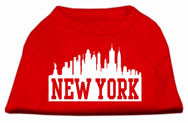 New York Skyline Screen Print Shirt Red XS