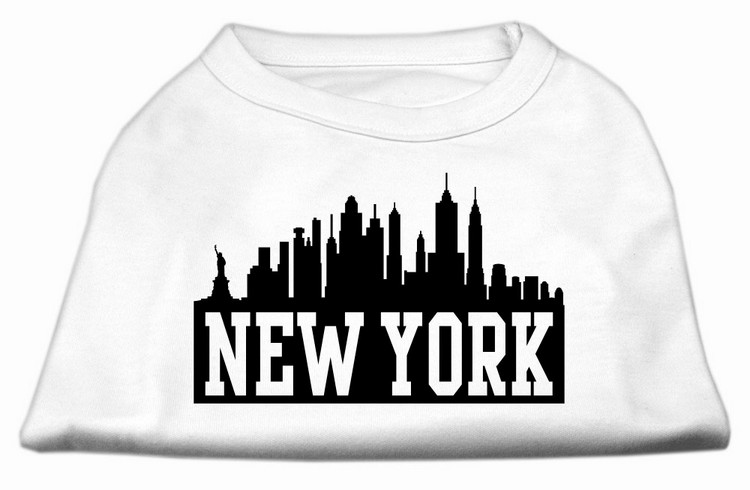 New York Skyline Screen Print Shirt White XL