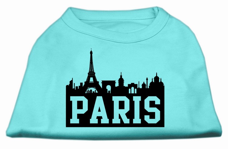 Paris Skyline Screen Print Shirt Aqua XS