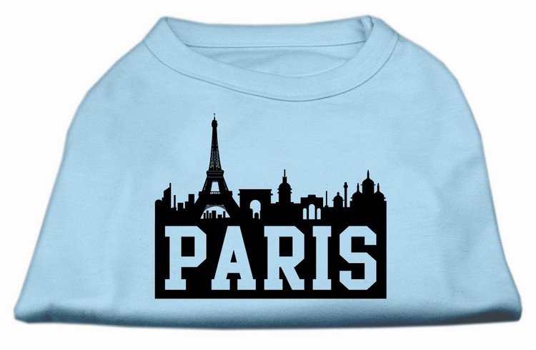 Paris Skyline Screen Print Shirt Baby Blue XS