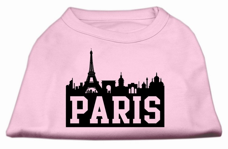 Paris Skyline Screen Print Shirt Light Pink XL