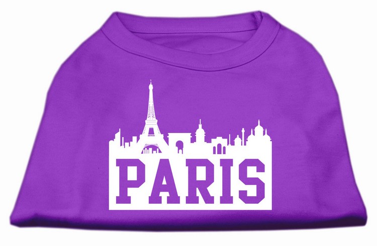 Paris Skyline Screen Print Shirt Purple XS