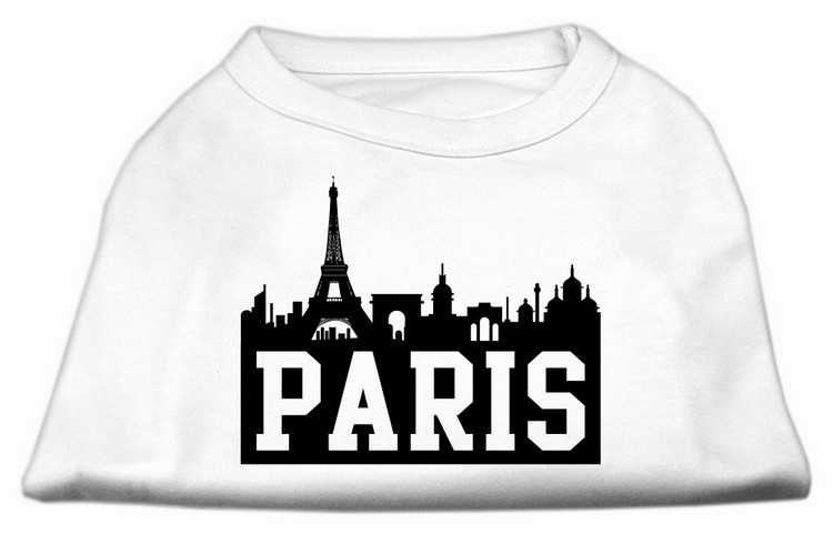 Paris Skyline Screen Print Shirt White XS