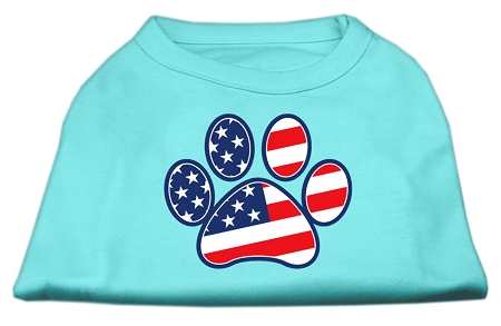 Patriotic Paw Screen Print Shirts Aqua XS