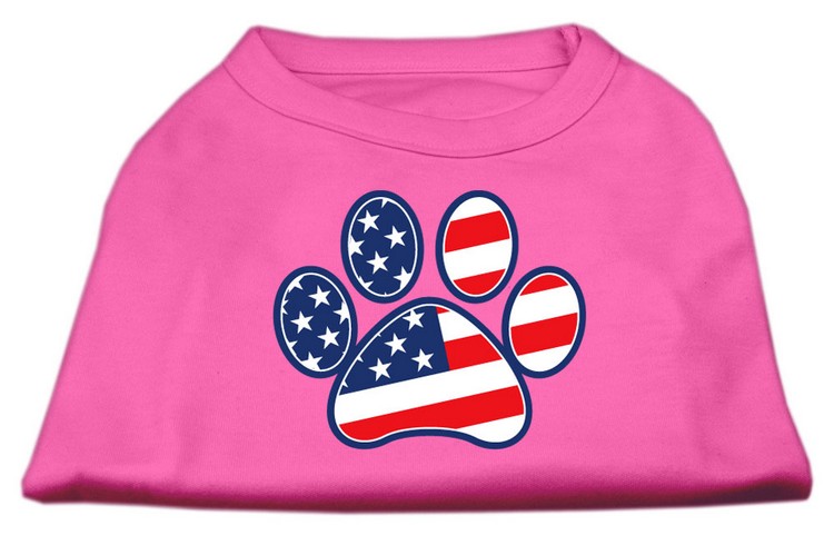 Patriotic Paw Screen Print Shirts Bright Pink XXL