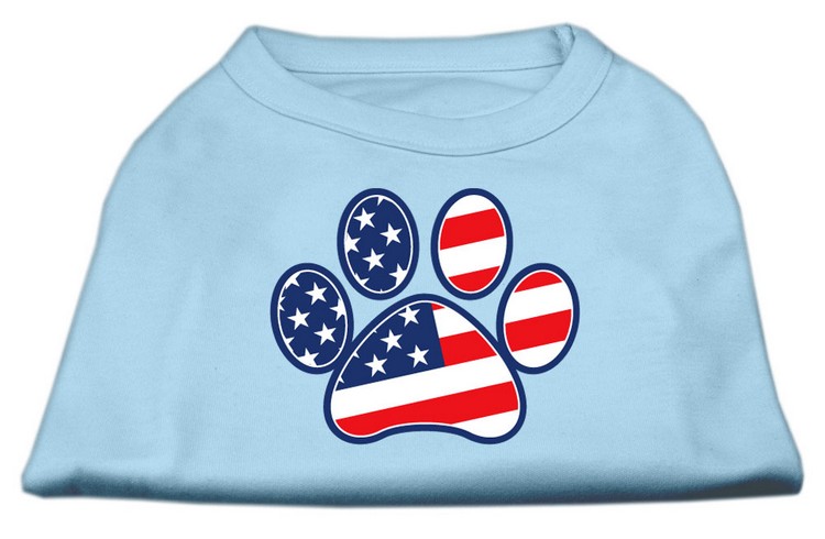 Patriotic Paw Screen Print Shirts Baby Blue XS