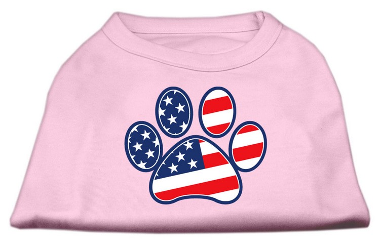 Patriotic Paw Screen Print Shirts Light Pink XS