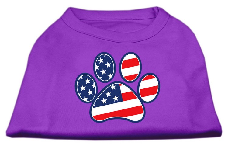 Patriotic Paw Screen Print Shirts Purple XS