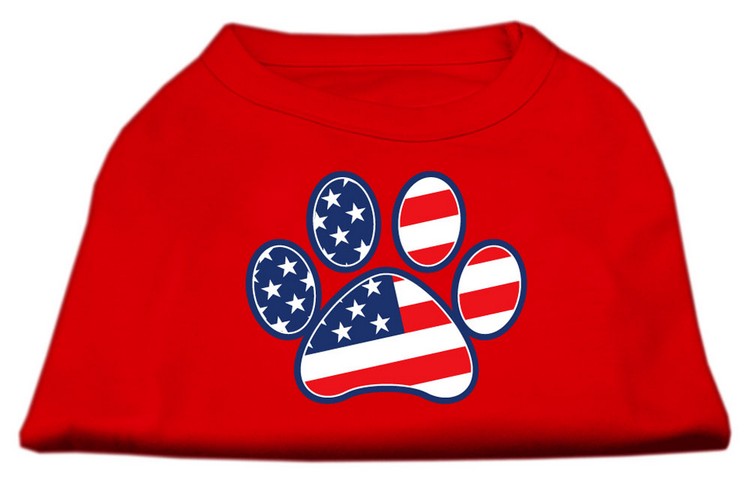 Patriotic Paw Screen Print Shirts Red XXXL