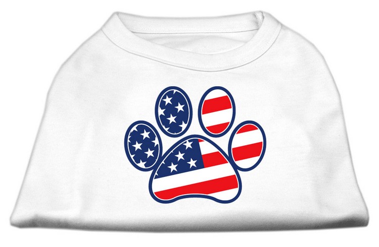 Patriotic Paw Screen Print Shirts White XL