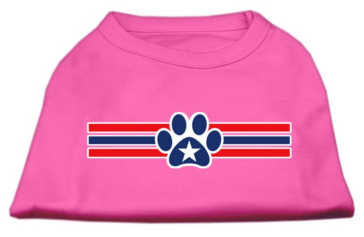 Patriotic Star Paw Screen Print Shirts Bright Pink XXL