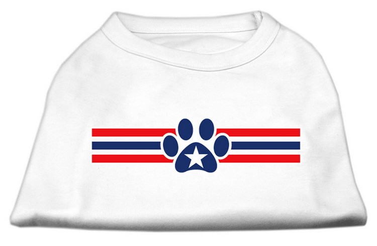 Patriotic Star Paw Screen Print Shirts White XS