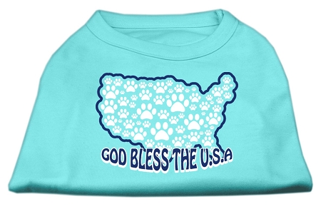 God Bless USA Screen Print Shirts Aqua XS