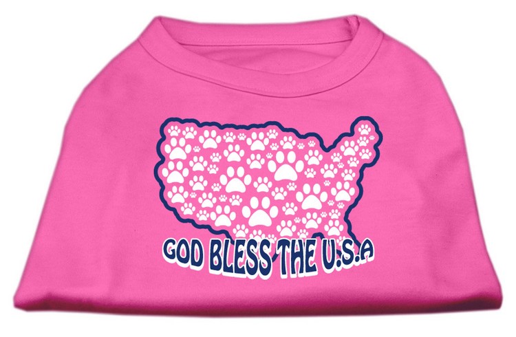 God Bless USA Screen Print Shirts Bright Pink XS