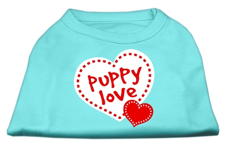 Puppy Love Screen Print Shirt Aqua XS