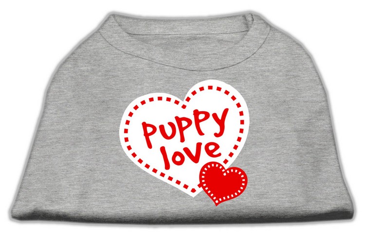 Puppy Love Screen Print Shirt Grey XS