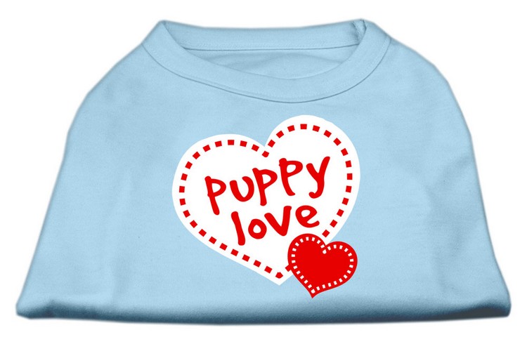 Puppy Love Screen Print Shirt Baby Blue XS