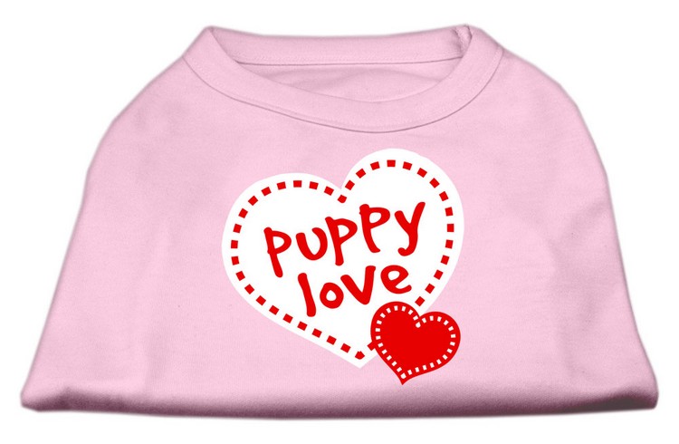 Puppy Love Screen Print Shirt Light Pink XL