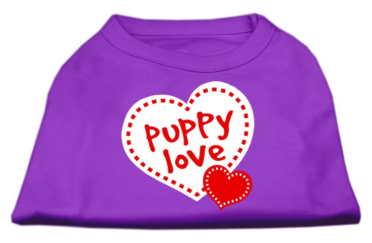 Puppy Love Screen Print Shirt Purple Lg