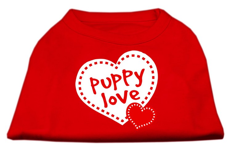 Puppy Love Screen Print Shirt Red XS