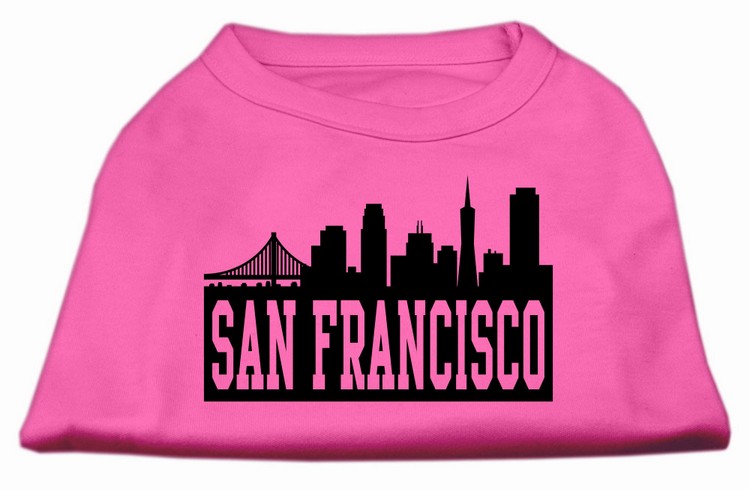 San Francisco Skyline Screen Print Shirt Bright Pink Med