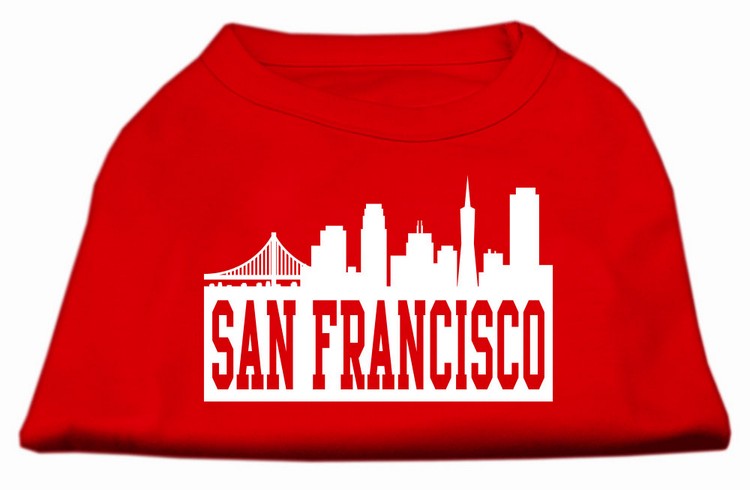 San Francisco Skyline Screen Print Shirt Red XS