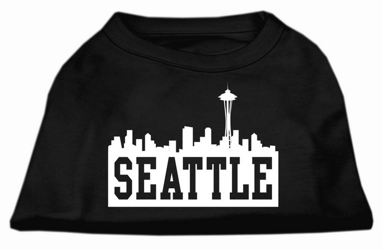 Seattle Skyline Screen Print Shirt Black XS