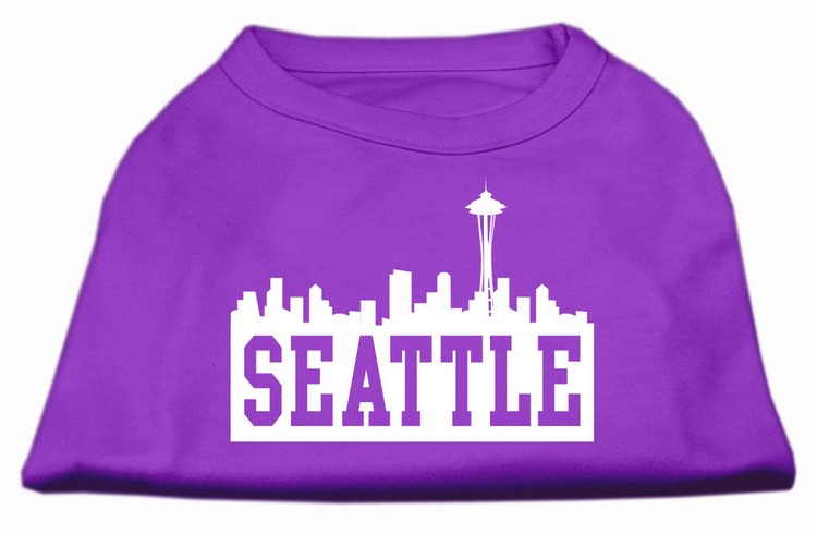 Seattle Skyline Screen Print Shirt Purple XS