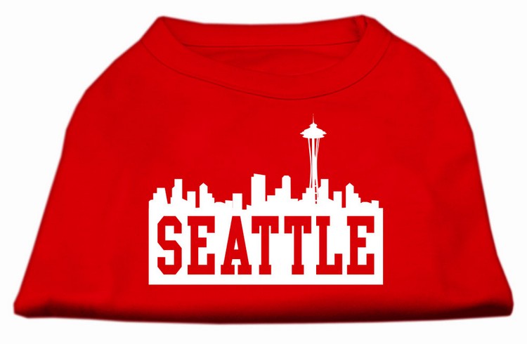 Seattle Skyline Screen Print Shirt Red XS