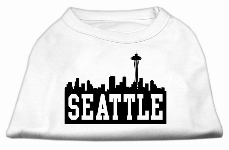 Seattle Skyline Screen Print Shirt White XS