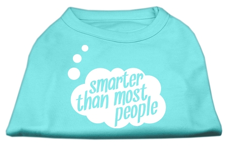 Smarter then Most People Screen Printed Dog Shirt  Aqua Sm