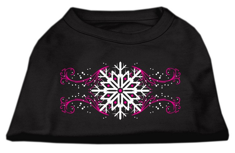 Pink Snowflake Swirls Screenprint Shirts Black S