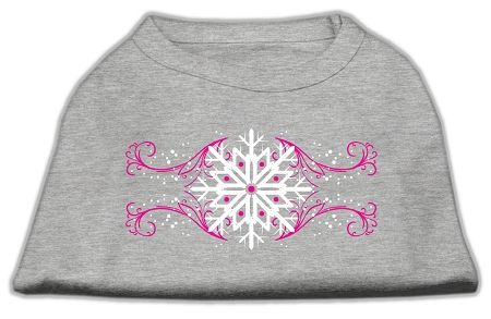 Pink Snowflake Swirls Screenprint Shirts Grey XXXL