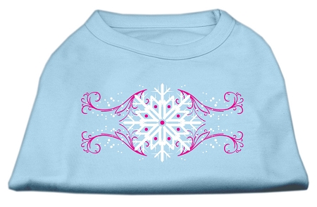 Pink Snowflake Swirls Screenprint Shirts Baby Blue XS