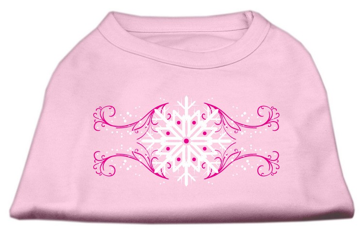 Pink Snowflake Swirls Screenprint Shirts Light Pink XS