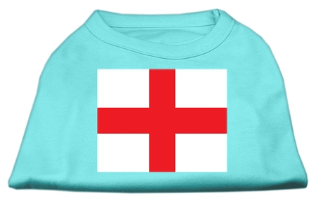 St George's Cross (English Flag) Screen Print Shirt Aqua XS (8)