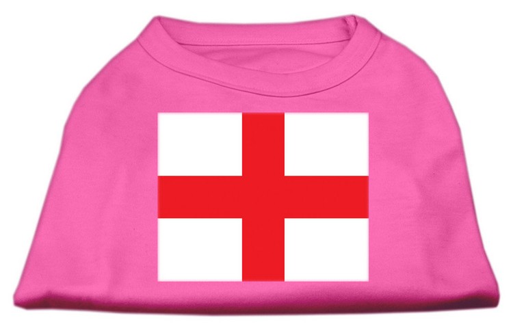 St George's Cross (English Flag) Screen Print Shirt Bright Pink XS (8)