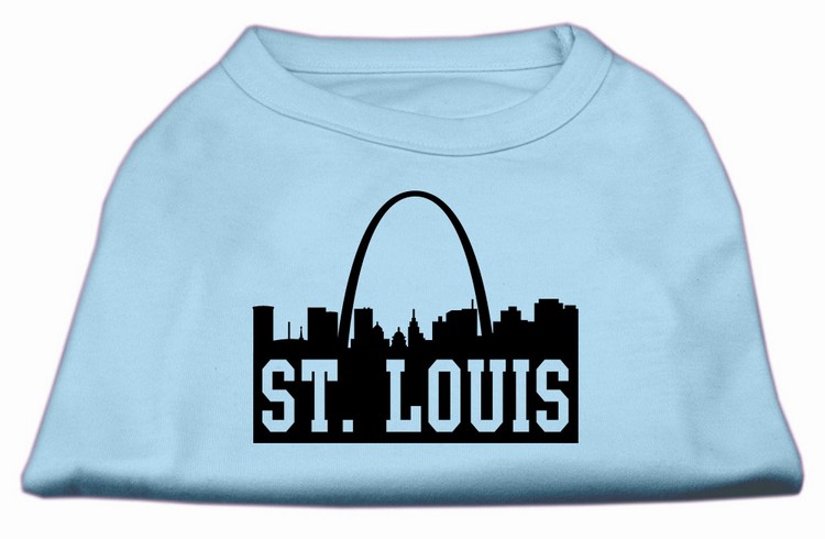 St Louis Skyline Screen Print Shirt Baby Blue Lg