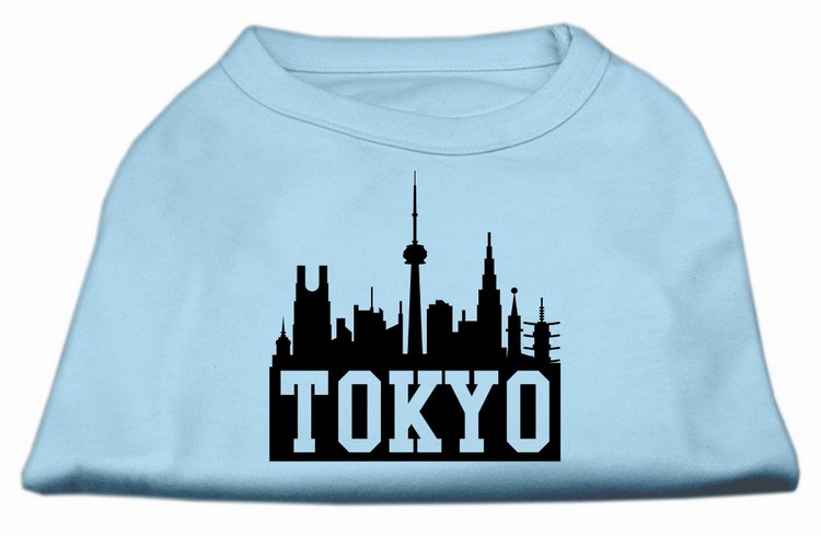 Tokyo Skyline Screen Print Shirt Baby Blue XS