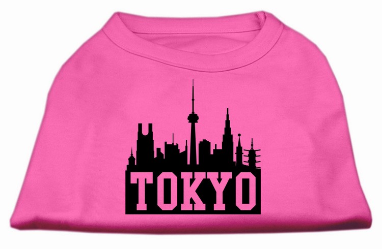 Tokyo Skyline Screen Print Shirt Bright Pink XS