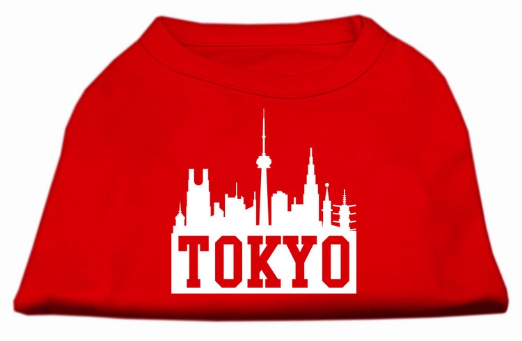 Tokyo Skyline Screen Print Shirt Red XXXL