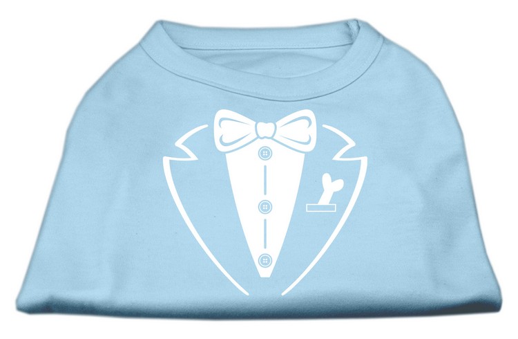 Tuxedo Screen Print Shirt Baby Blue XS